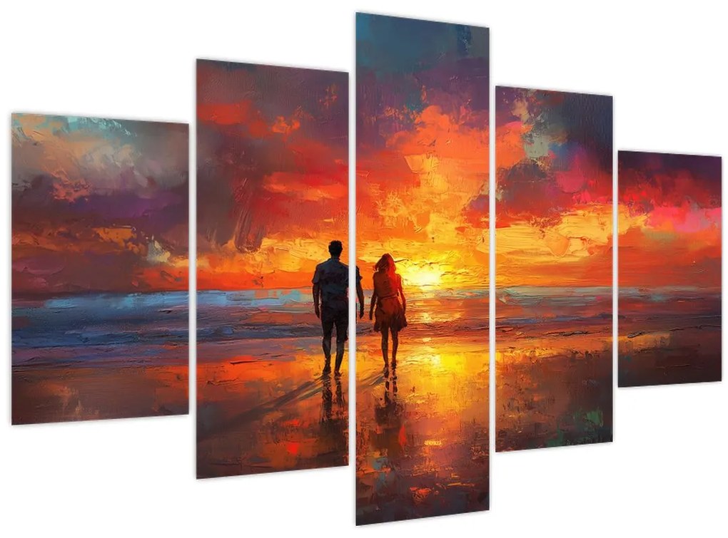 Obraz - Prechádzka na pláži (150x105 cm)