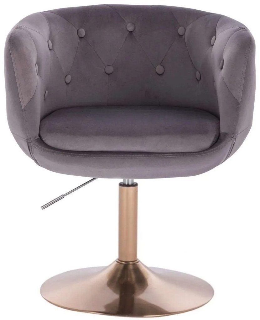 LuxuryForm DESIGN Kreslo MONTANA VELUR na zlatom tanieri - šedé