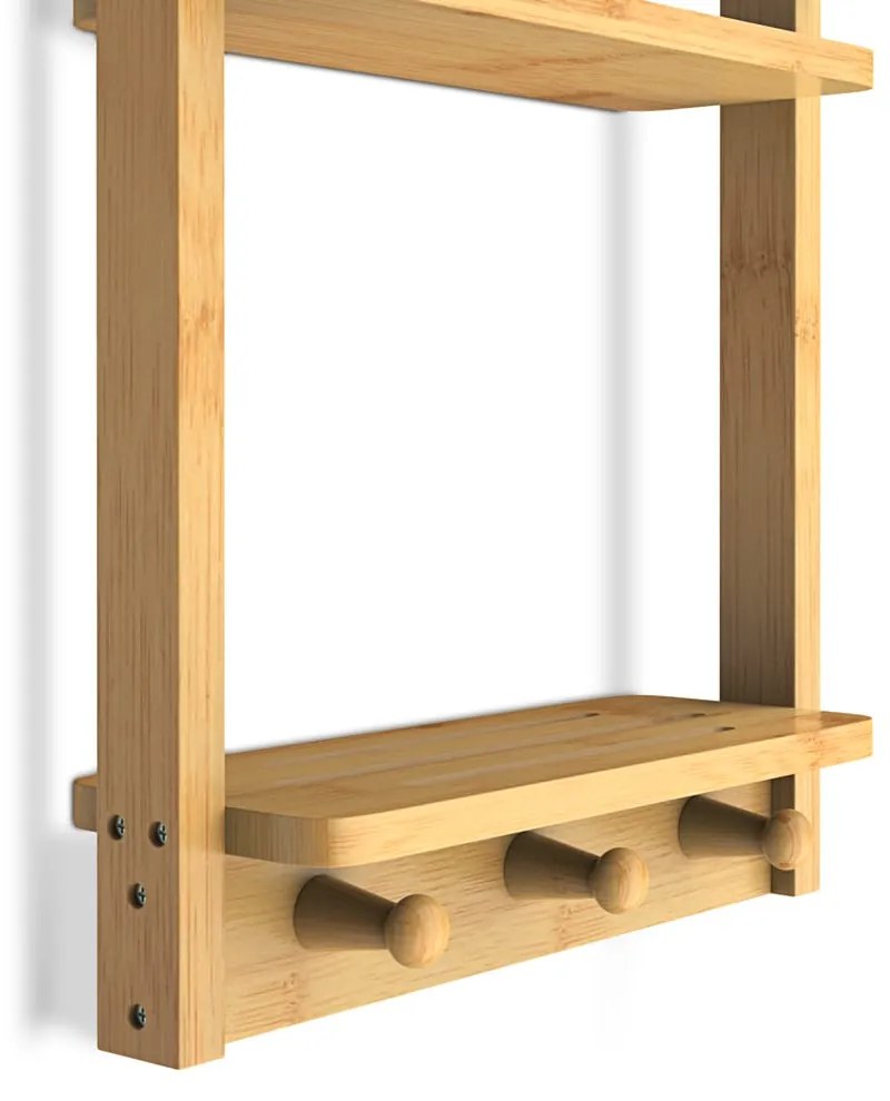 Závesná polička do kúpeľne BAMBOO. 28,5x10x70cm, 3 police, hnedá Casaria