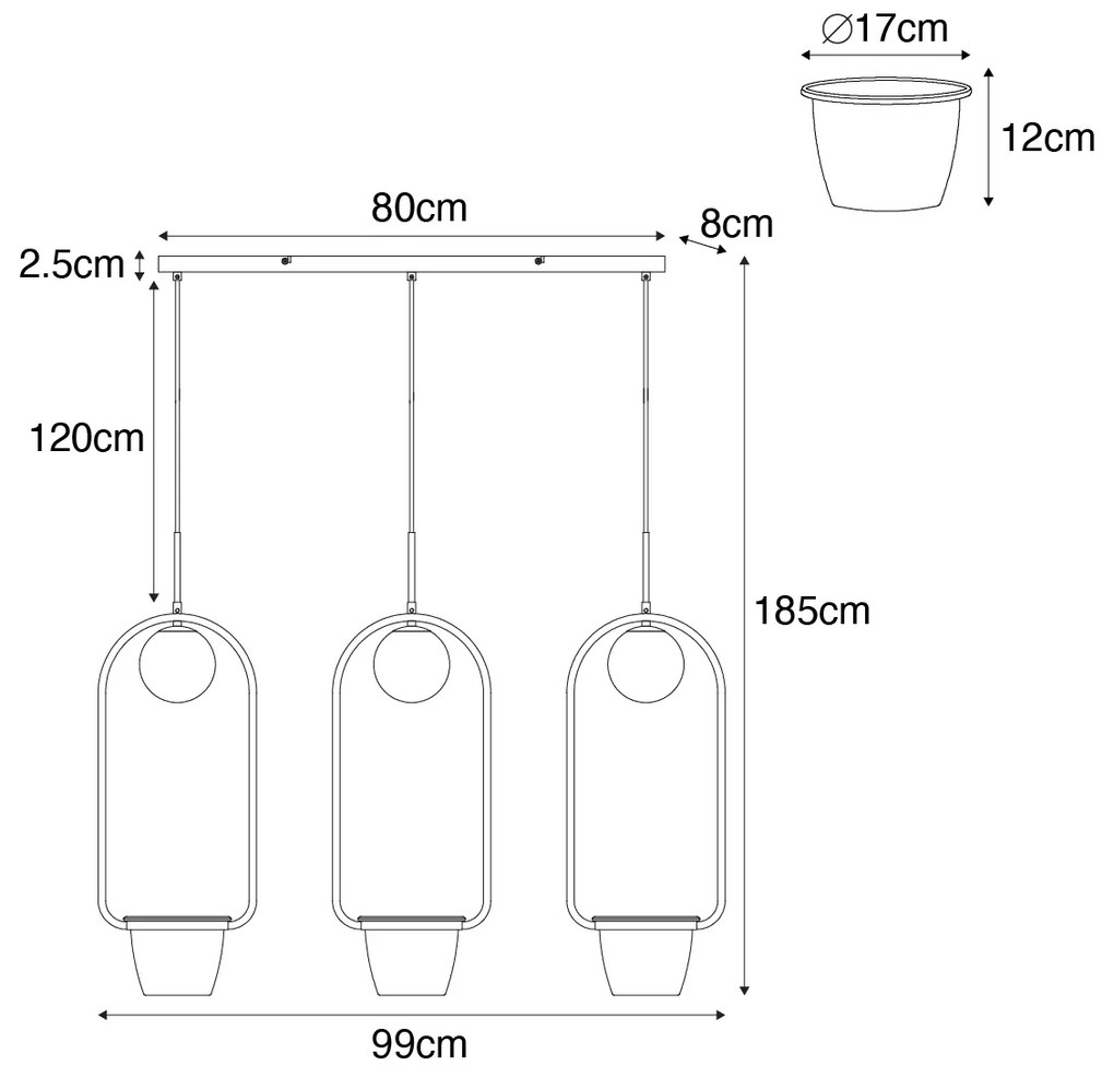 Art Deco závesné svietidlo zlaté s bielym sklom 3-svetlo - Isabella