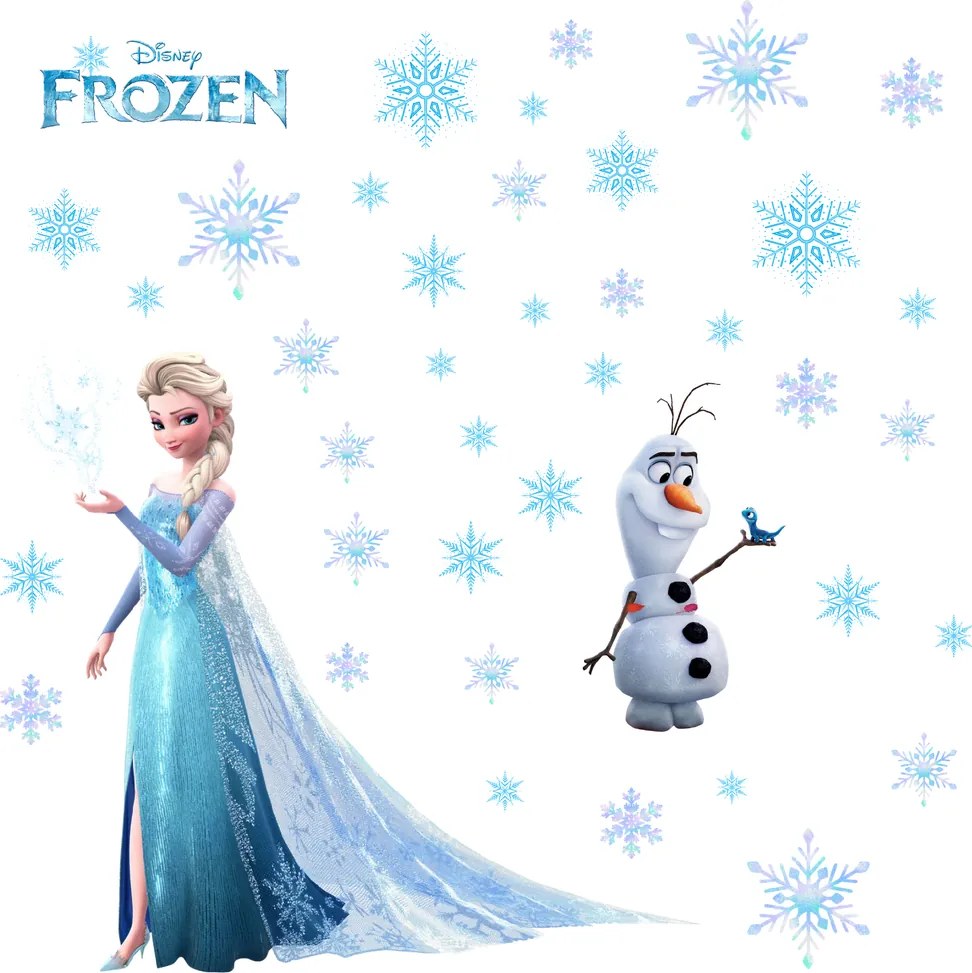 Samolepka na stenu "Elsa a Olaf" 60x70 cm