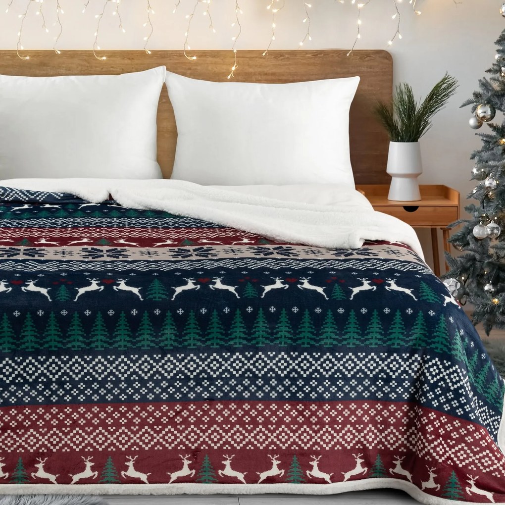 CHLPATÁ VIANOČNÁ DEKA NORDIC1 150X200 CM VZOROVANÁ