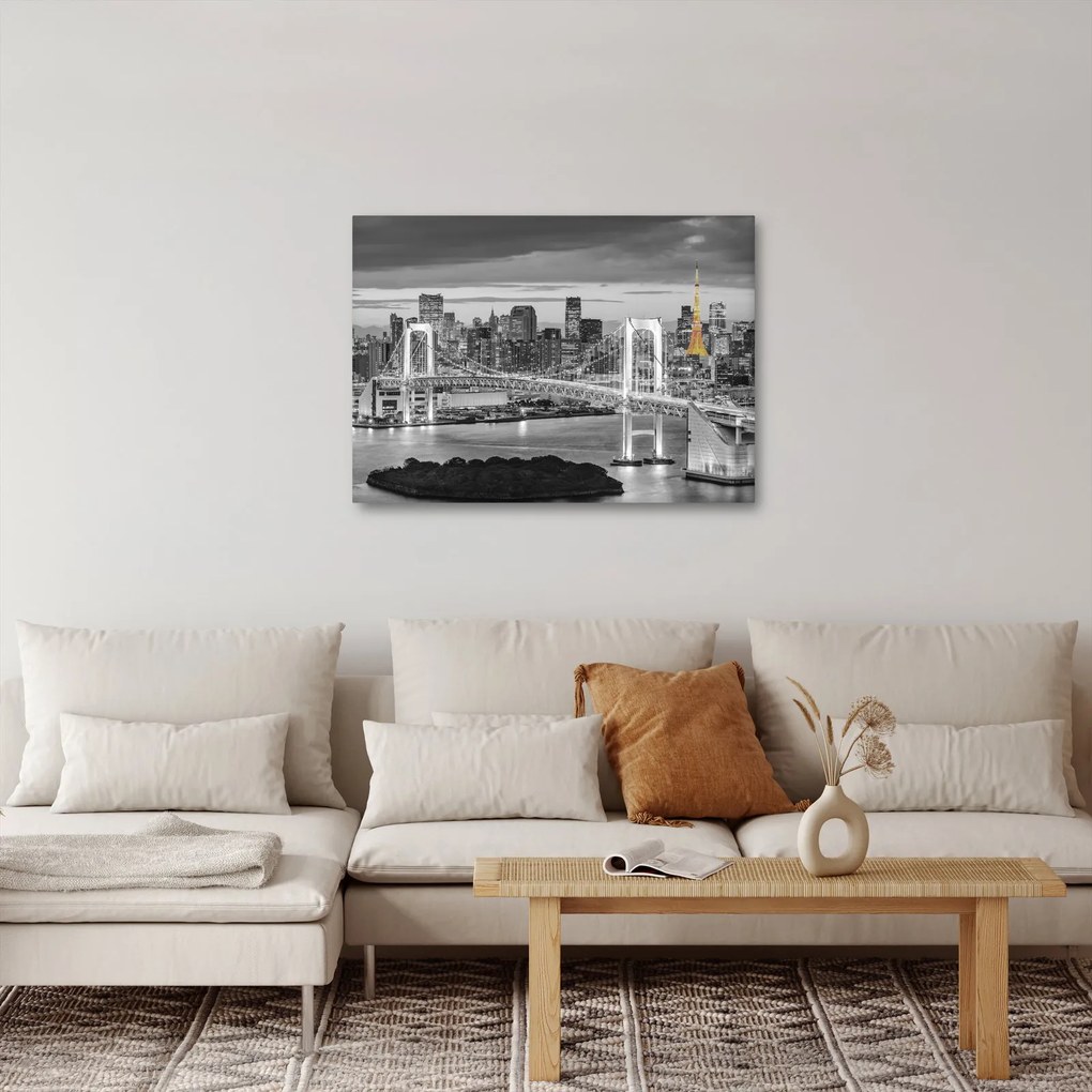 Obraz - Veľkomesto so žltou vežou (70x50 cm)
