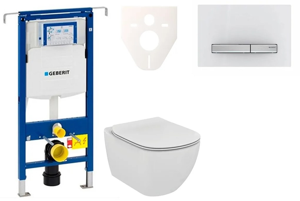 Cenovo zvýhodnený závesný WC set Geberit do ľahkých stien / predstenová montáž + WC Ideal Standard Tesi 111.355.00.5NF8