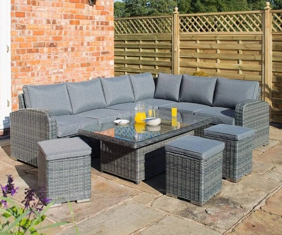 Záhradný nábytok BELMONT s výškovo nastaviteľným stolom verzia rohu: pravý roh