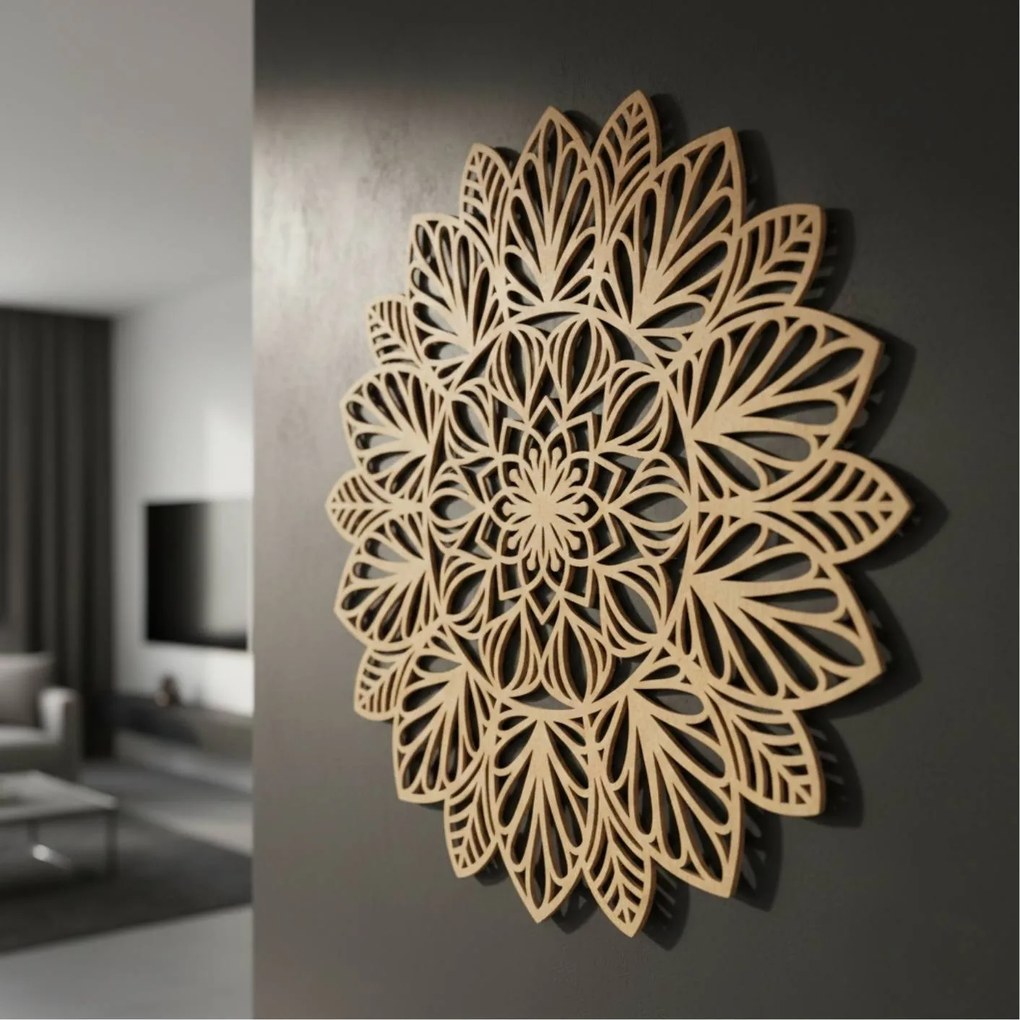 Drevená mandala na stenu | LOTUS: HDF - Orech 20 cm 4402-83848 HDF0255