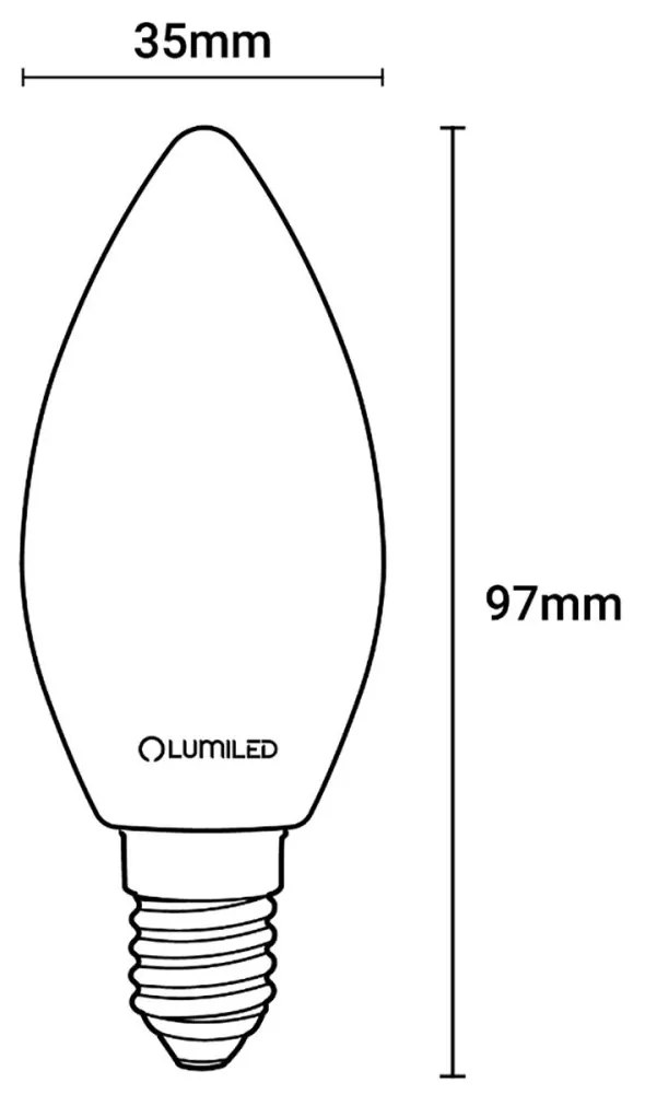 LED žiarovka E14 B35 7W = 60W 806lm 3000K Warm 360° Filament LUMILED