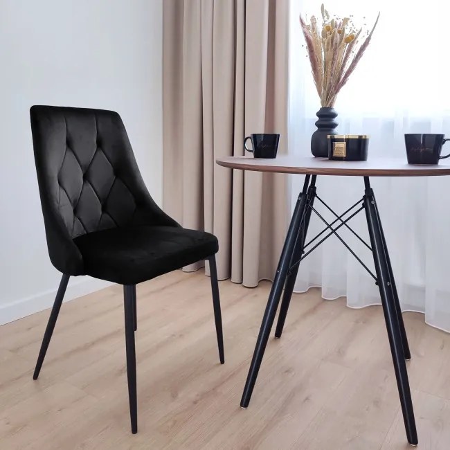 Jedálenská stolička LINCOLN zamatová, čierna