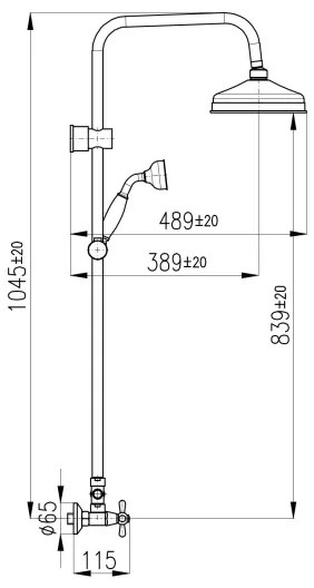 RAV Slezák MK181.5/7CMATSM - Sprchová súprava s batériou MORAVA RETRO čierna/mosadz