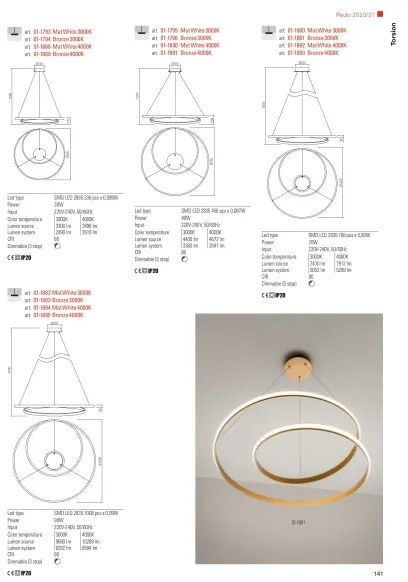 Redo 01-1796 - LED luster na lanku TORSION LED/40W/230V bronzový