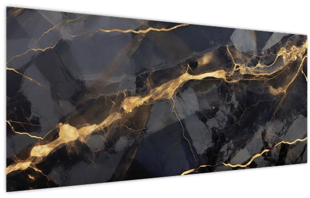Obraz - Čierno - zlatý dekor (120x50 cm)