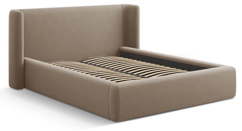 Svetlohnedá čalúnená dvojlôžková posteľ s úložným priestorom s roštom 140x200 cm Jason – Windsor &amp; Co Sofas