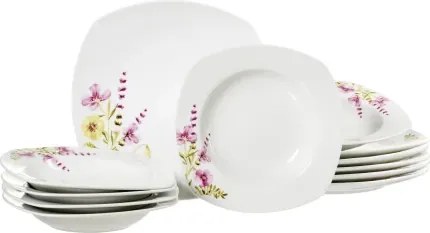 Jedálenský servis  (12 dielov) Malve, motív letné kety%