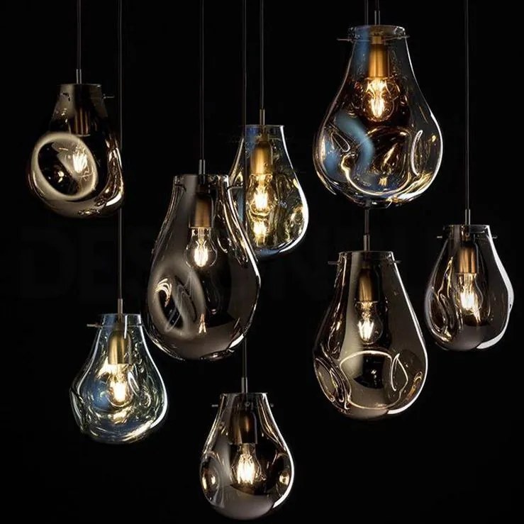 Toolight Toolight, sklenené závesné stropné svietidlo 1xE27, APP327-1CP, modrá, OSW-00422