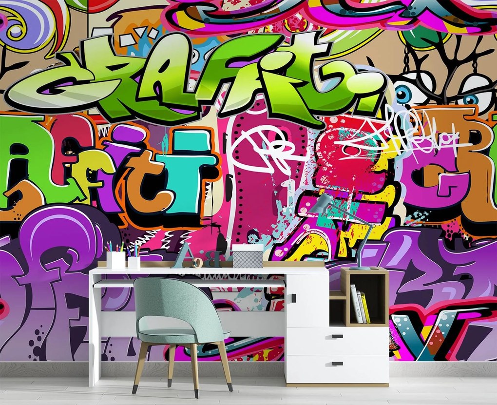 Gario Fototapeta Graffiti umenie v neónových farbách Materiál: Vliesová, Rozmery: 300 x 210 cm