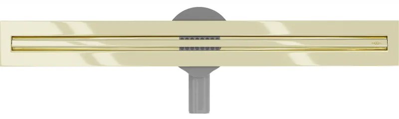 Mexen Flat nerezový sprchový žľab s rotačným 360° sifónom 70 cm, vzor SLIM, zlatá lesklá, 1541070