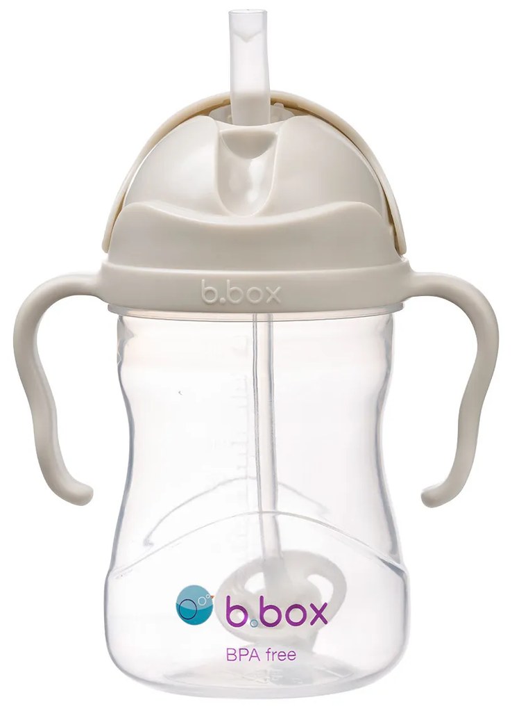 Hrnček so slamkou - béžový 240 ml