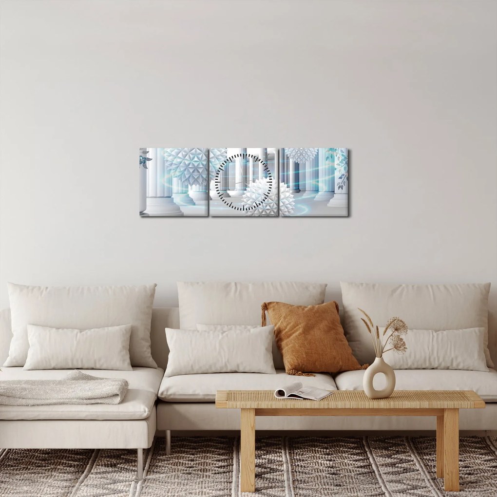 Abstraktný obraz v antickom štýle (s hodinami) (90x30 cm)