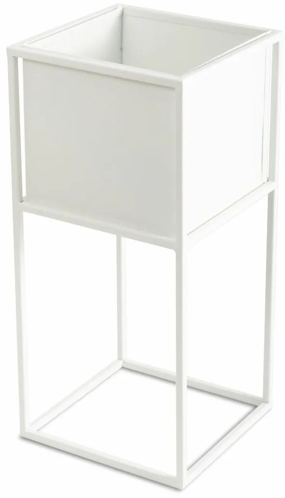 KOVOVÝ KVETINÁČ SO STOJANOM PLAIN 50X24 CM BIELA