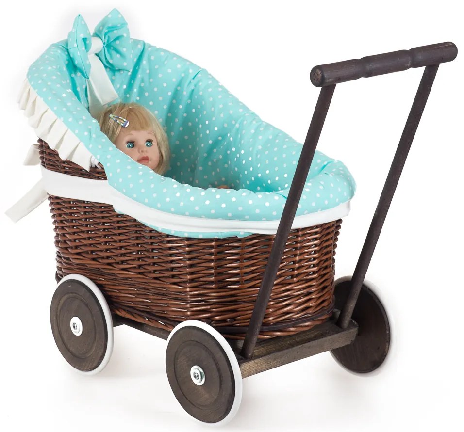 Kočík prútený pre bábiku provence Buggy VI.š. 50 x hl. 30 x v. 40/50(cm)