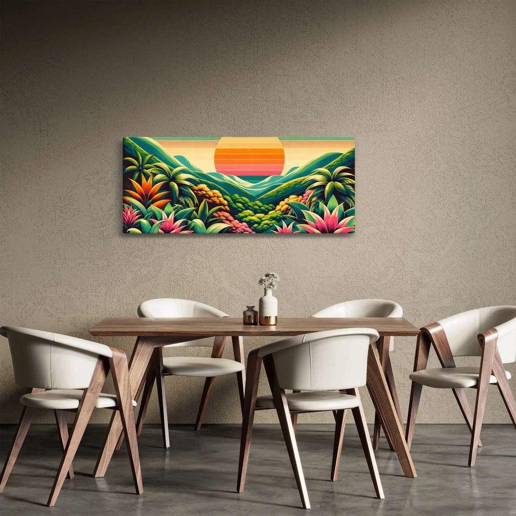 Obraz - Pestrofarebný západ slnka (120x50 cm)
