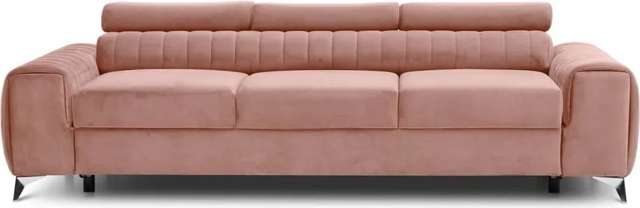 Ružová zamatová rozkladacia pohovka 261 cm Laurence – ELTAP