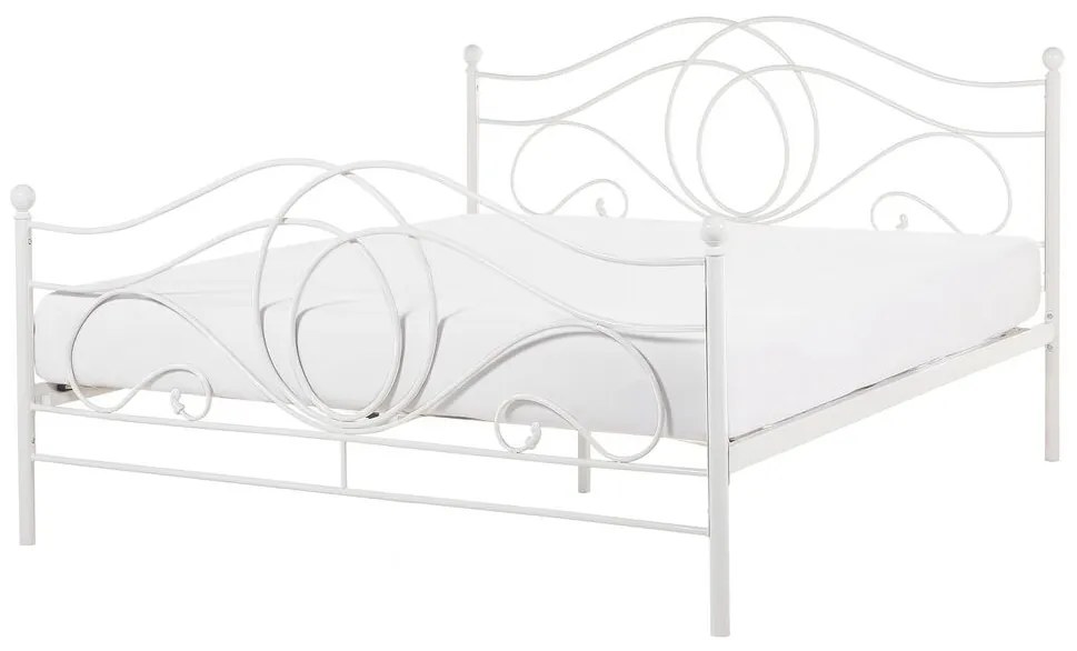 Kovová posteľ 160 x 200 cm biela LYRA Beliani
