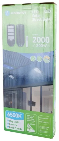 Aigostar - LED Solárna pouličná lampa so senzorom LED/200W/3,2V 6500K + DO