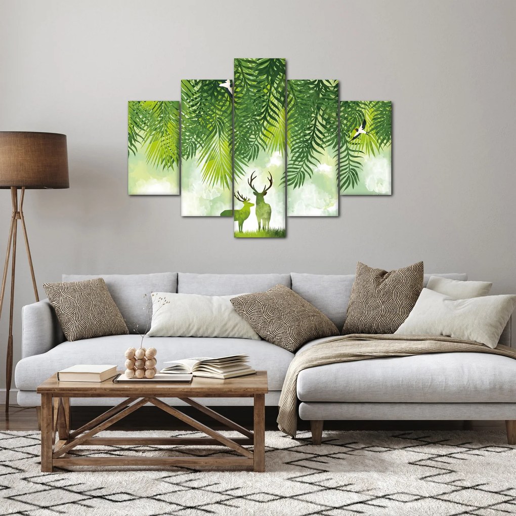 Obraz - Jelene v lese (150x105 cm)