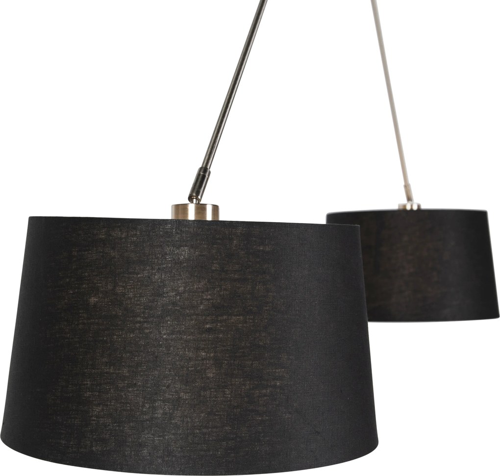 Olovené závesné svietidlo s tienidlami z ľanu čierne 35 cm 2-svetlo - Blitz