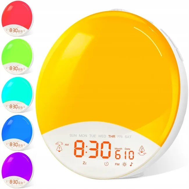 Elektrický rádiobudík s efektom západu slnka