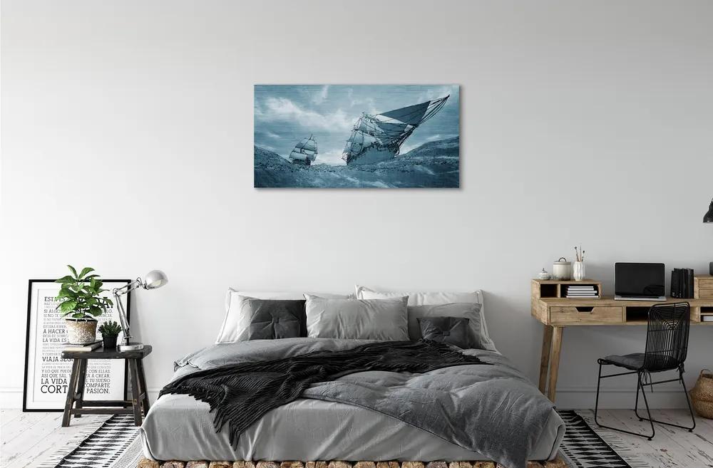 Obraz canvas More búrka neba loď 120x60 cm