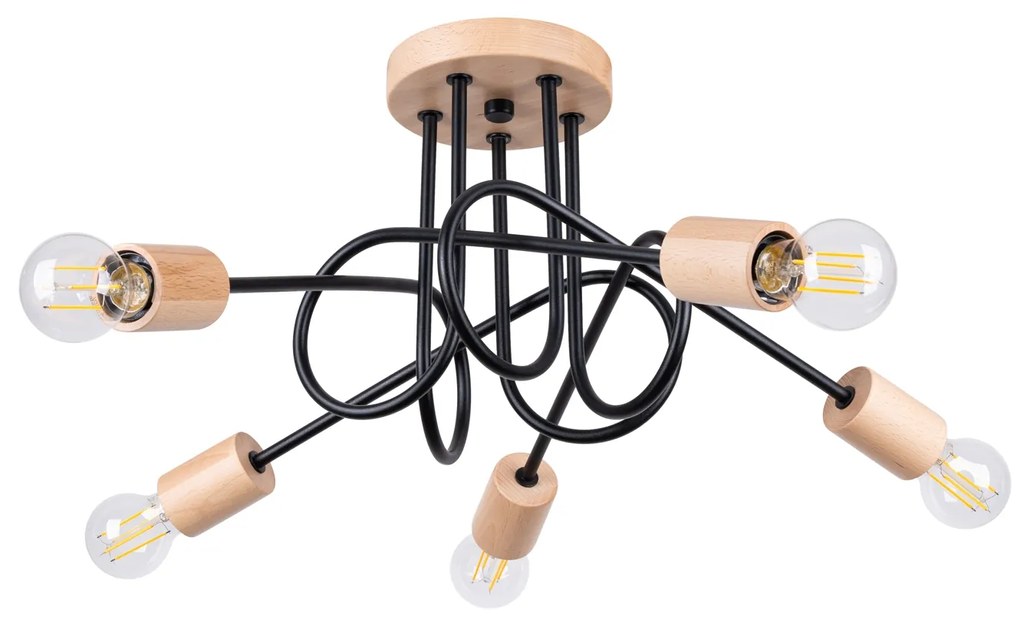 Stropné svietidlo Ember 5, drevené telo svietidla, b