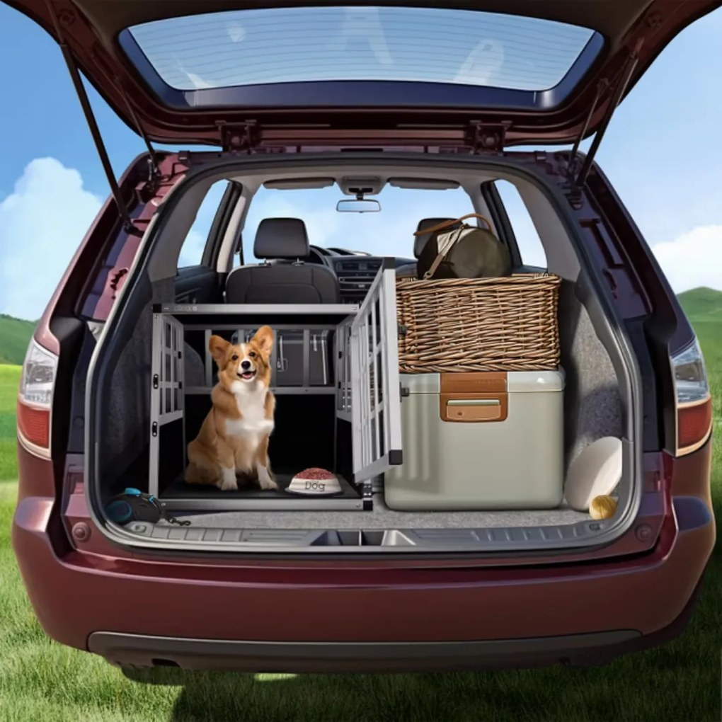 Prepravka pre psa BRUNO, 70x54x51cm, strieborná/čierna Cadoca