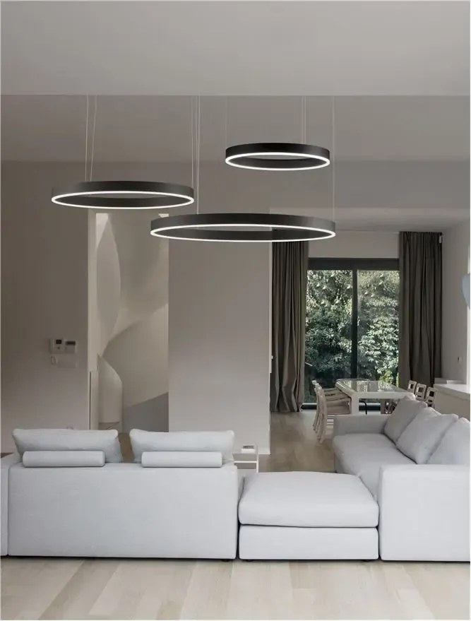 Moderný luster Motif 250 čierne s diaľkovým ovládaním