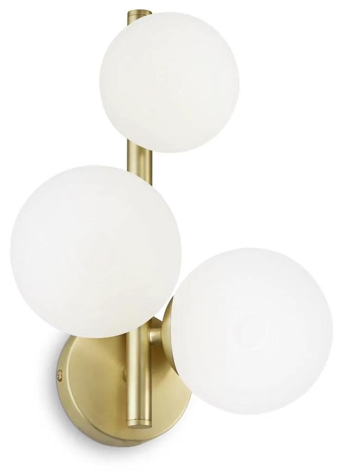Ideal Lux Perlage nástenné svetlo 3pl mosadz/biela