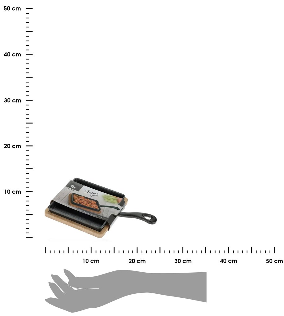 Súprava liatinovej panvice a servírovacej dosky TROPE 24 cm čierna
