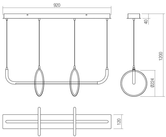 Redo 01-2705 - LED luster na lanku OLIMP LED/40W/230V 3000/4000/6500K čierna