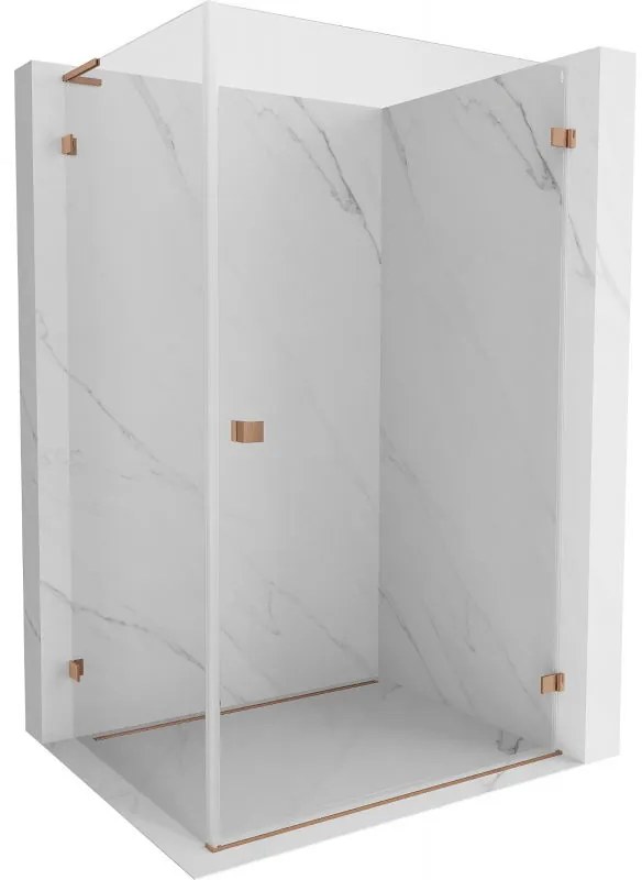 Mexen Lunar-B L výklopný sprchový kút pravý 80 x 70 cm, číre sklo, medená matná, 832L-080-070-65-00-P