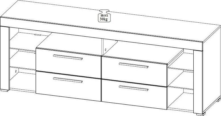 TV stolík Goal,  šedý, s osvetlením