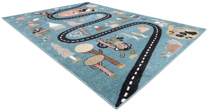 Dywany Łuszczów Detský kusový koberec Fun Route Street animals blue - 160x220 cm