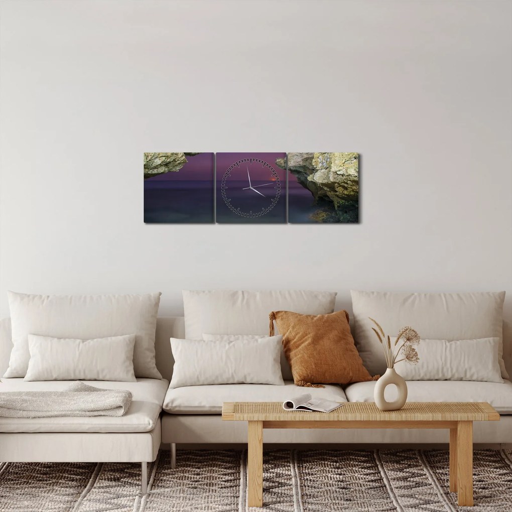 Obraz - morský útes (s hodinami) (90x30 cm)