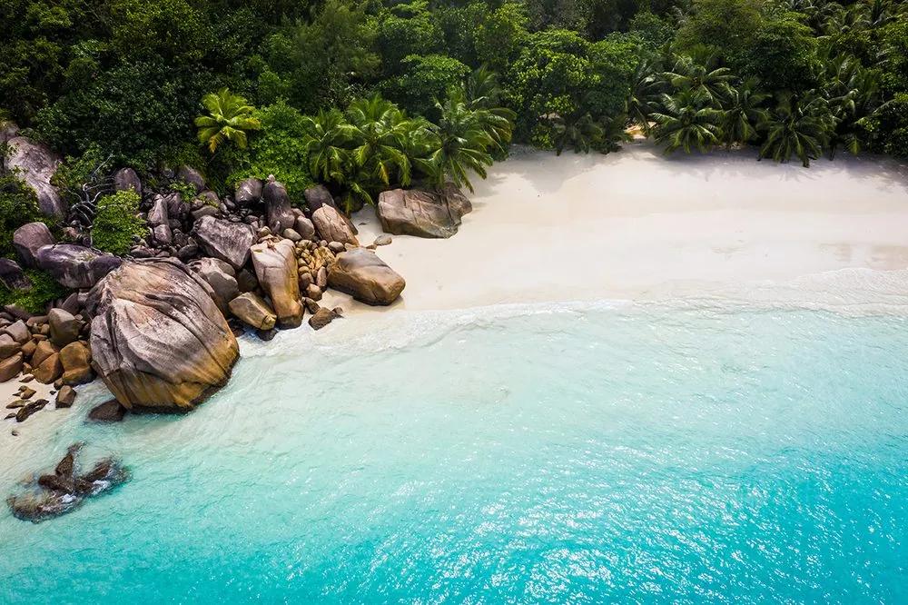 Samolepiaca fototapeta pláž v exotických Seychelách