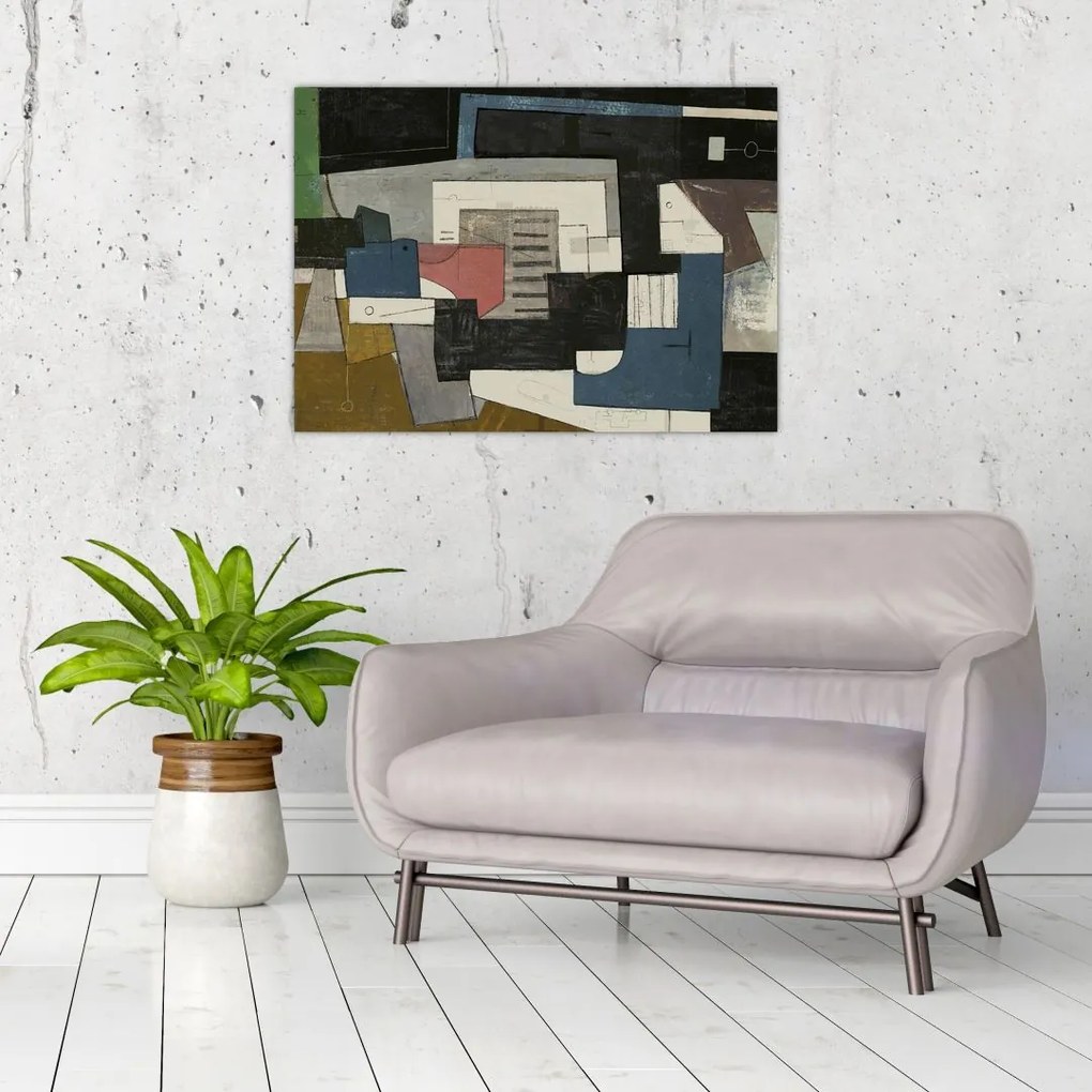 Sklenený obraz - Abstrakcia, kubizmus (70x50 cm)