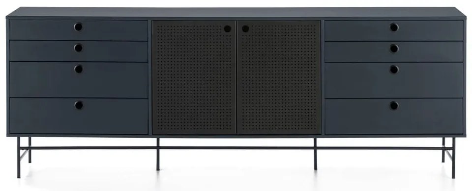 Čierno-modrá komoda Teulat Punto, šírka 212 cm
