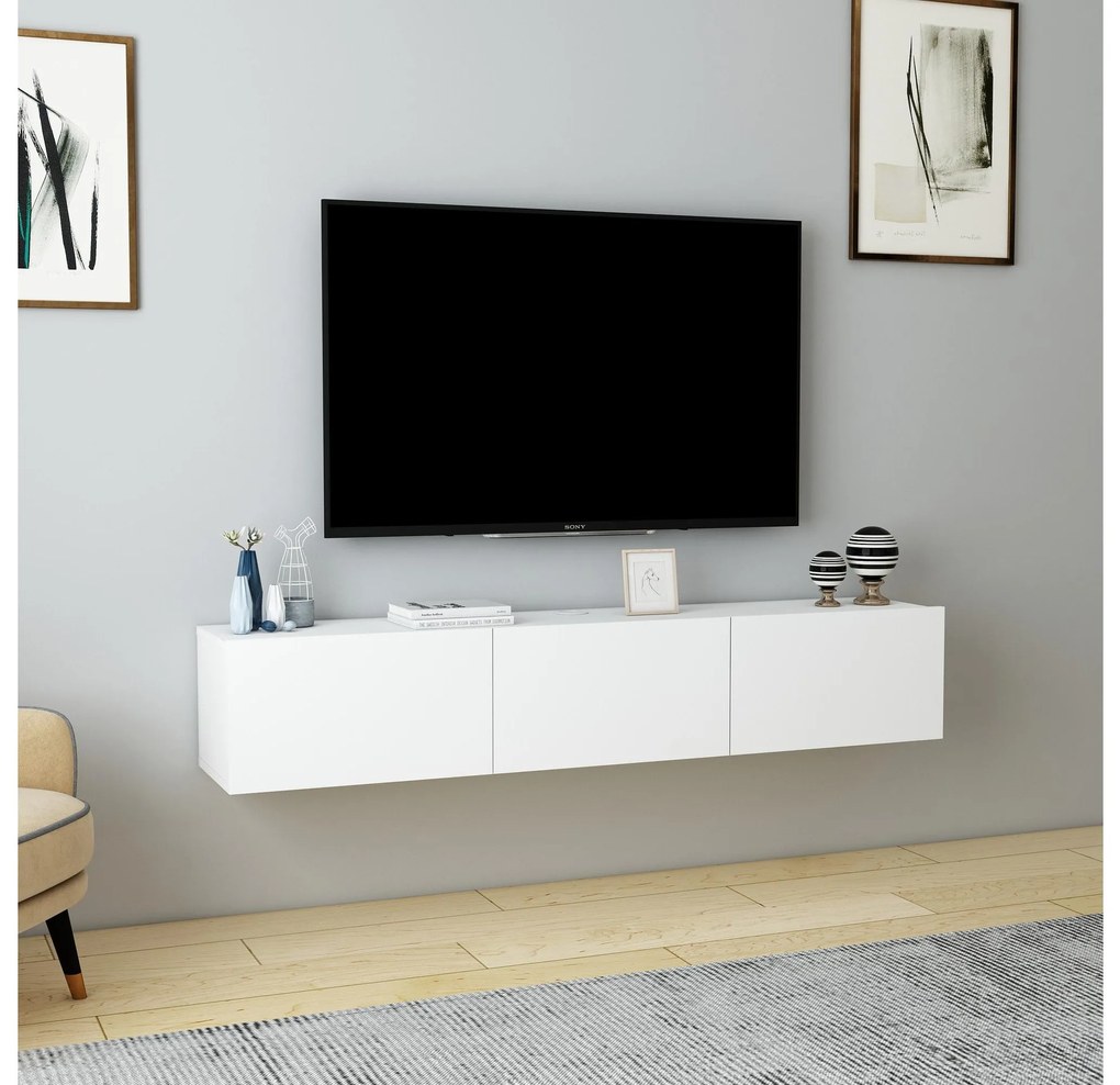TV stolík/skrinka Dereba (biela). Akcia -18%. Vlastná spoľahlivá doprava až k Vám domov. 1107838