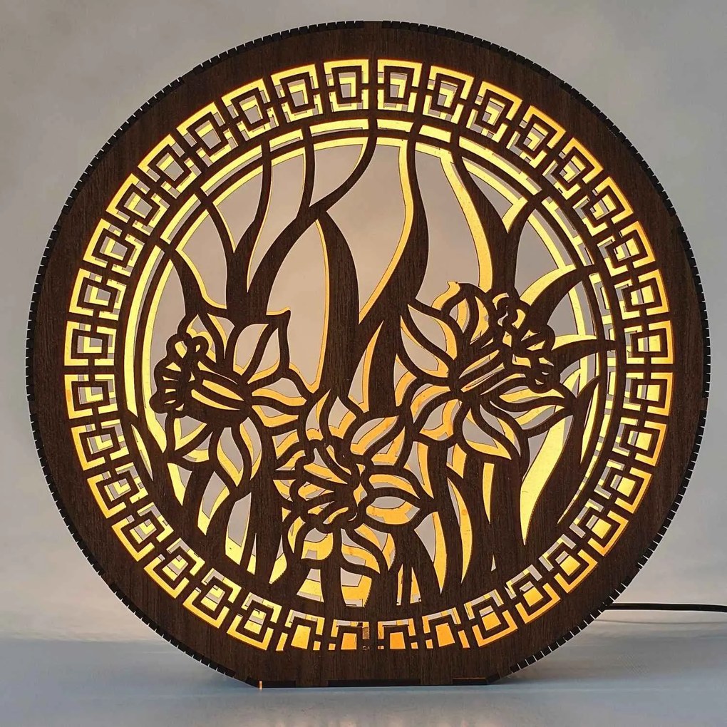 Stolná lampa z dreva Narcis | DAFFODIL: HDF - Orech 20 cm 4793-115248 LED0614