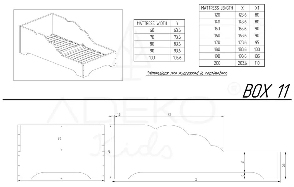 Detská posteľ z borovicového dreva 90x200 cm Box 11 - Adeko