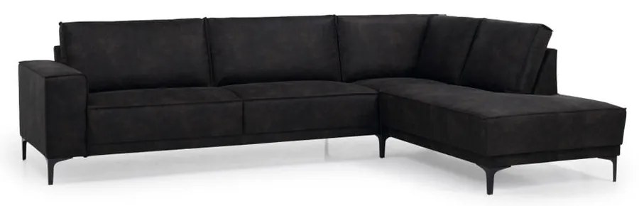 Antracitová rohová pohovka z imitácie kože (pravý roh) Copenhagen – Scandic