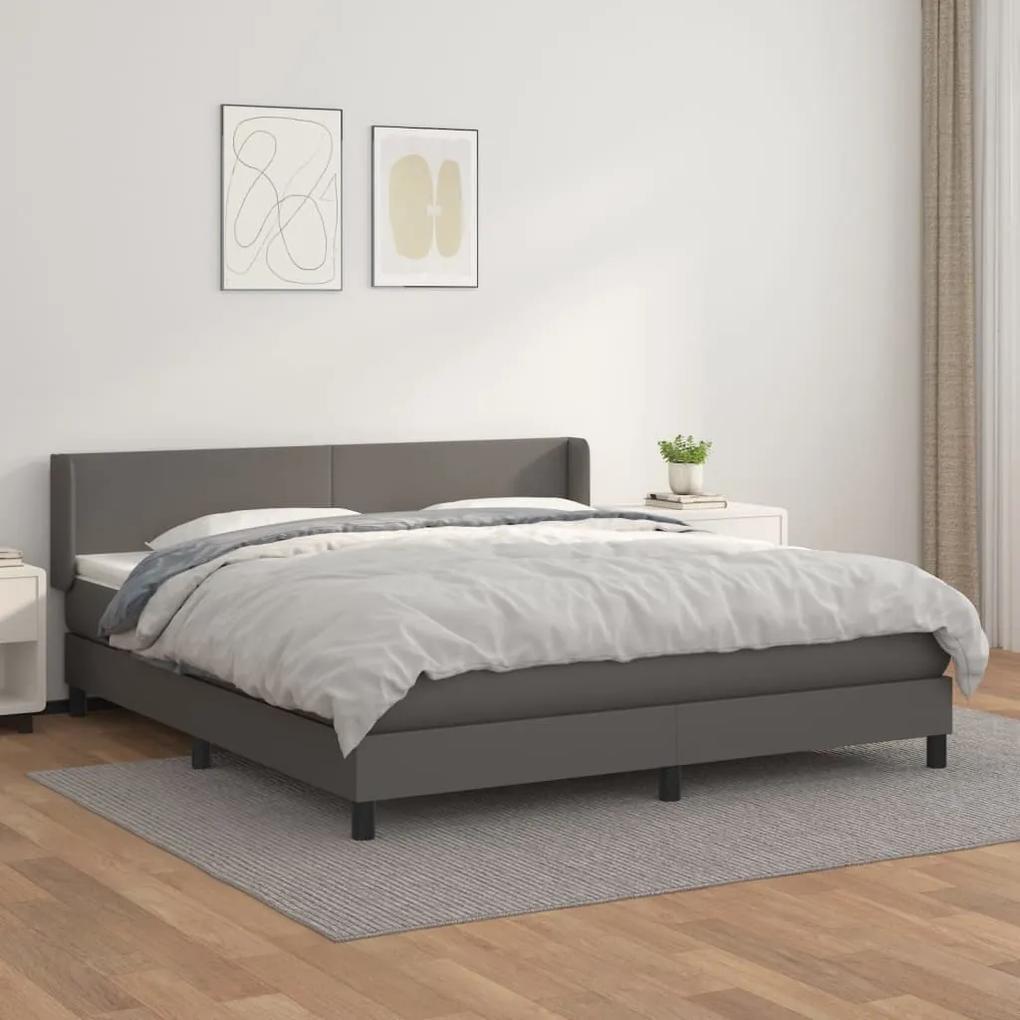 Boxspring posteľ s matracom sivá 160x200 cm umelá koža 3130671